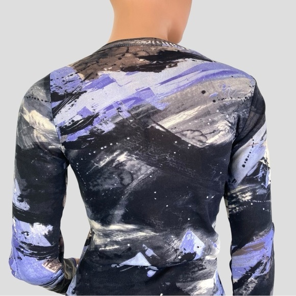 Karen Kane Women’s Abstract Splatter& Brush Strokes Sparkles Mesh Top Sz. S Y2K - Picture 5 of 15